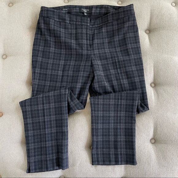Talbots Plaid Wool Blend Ankle Pants Black Grey 12 Petite - Picture 1 of 11
